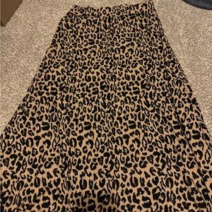 Gold Tan Leopard Print Maxi Skirt
